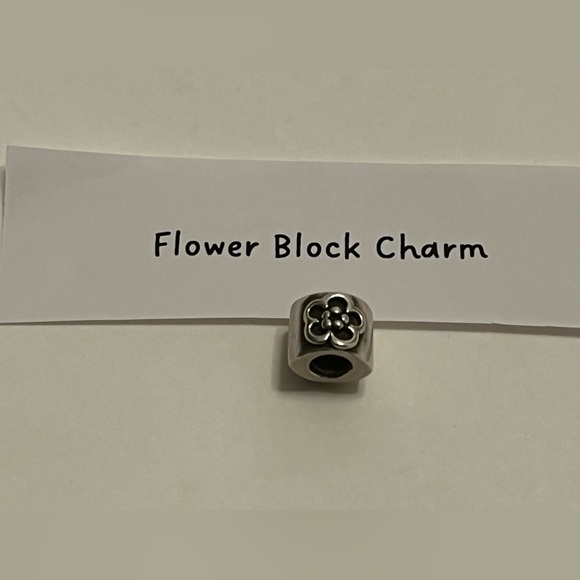 Retired Pandora Floral Block Charm - Picture 4 of 5